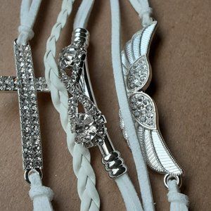 Beautiful White Angel Wings and Cross Bracelet